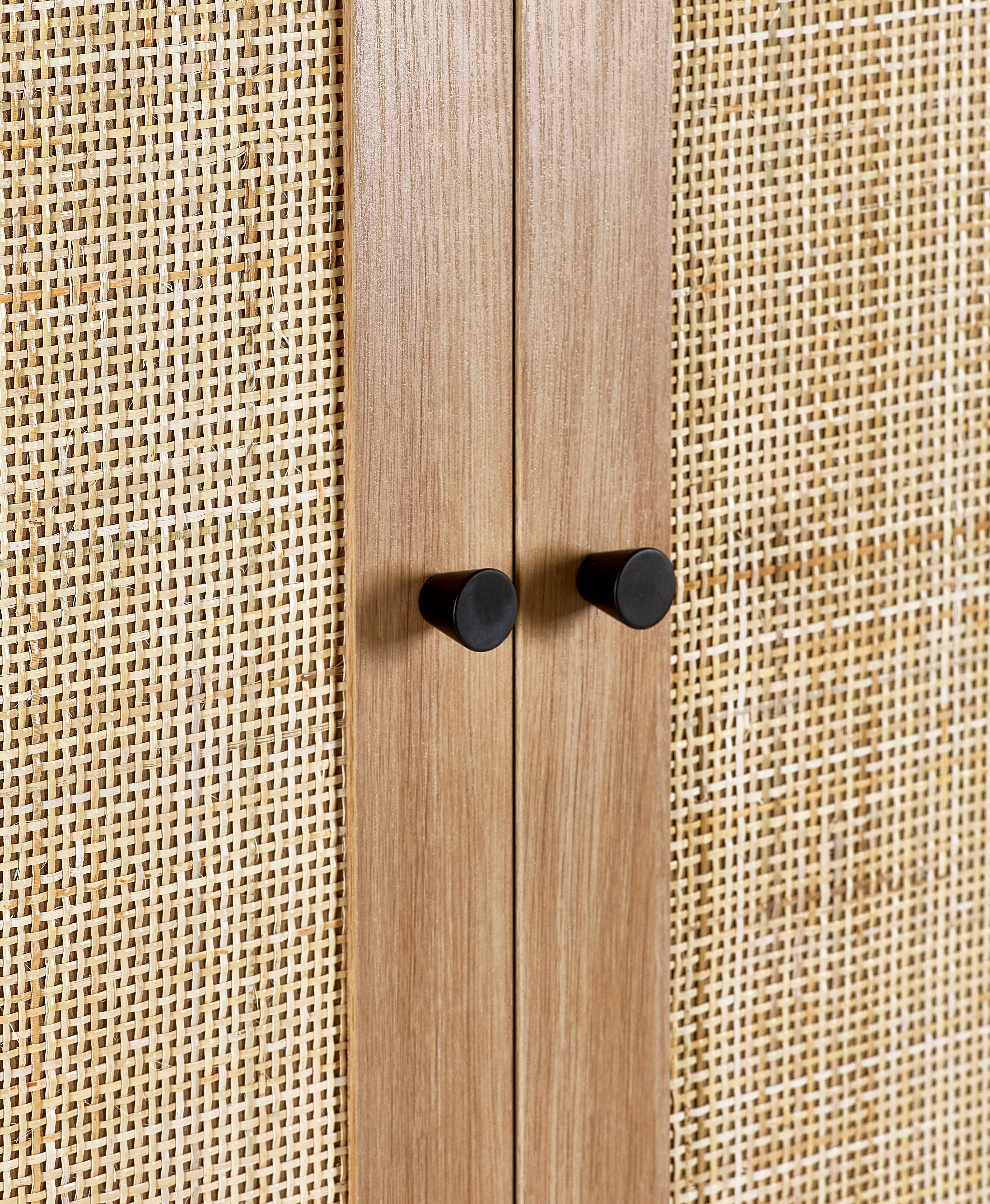 Clermont Oak Wood & Rattan Wardrobe